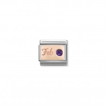 Classic Rose Gold February Amethyst Charm