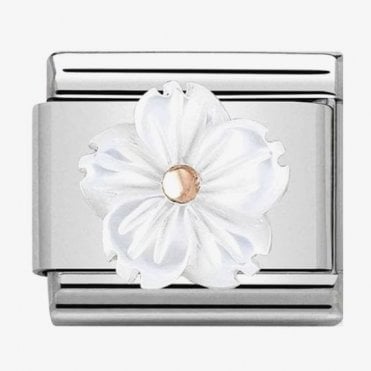Classic Rose Gold Flower in Mother of Pearl Charm