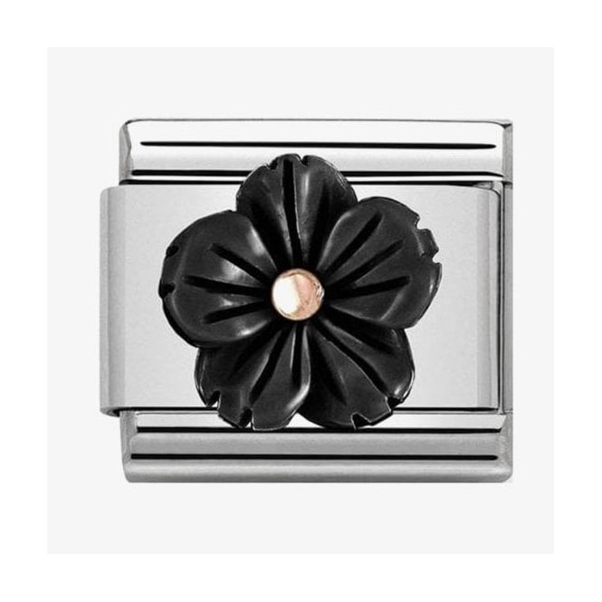 NOMINATION ITALY Classic Rose Gold Flower Onyx Charm