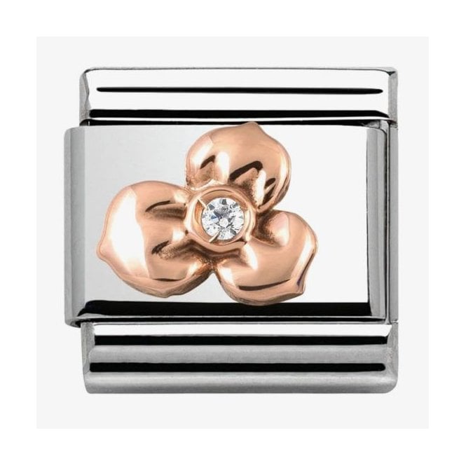 NOMINATION ITALY Classic Rose Gold Flower with CZ Stone Charm