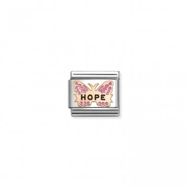 Classic Rose Gold FUCSIA Butterfly HOPE Charm