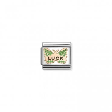 Classic Rose Gold Green Butterfly LUCK Charm
