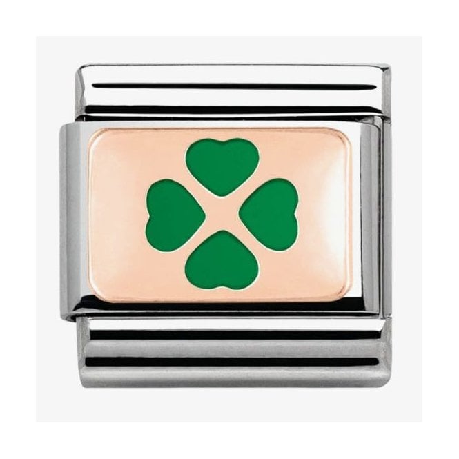 NOMINATION ITALY Classic Rose Gold Green Clover Charm