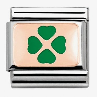 Classic Rose Gold Green Clover Charm