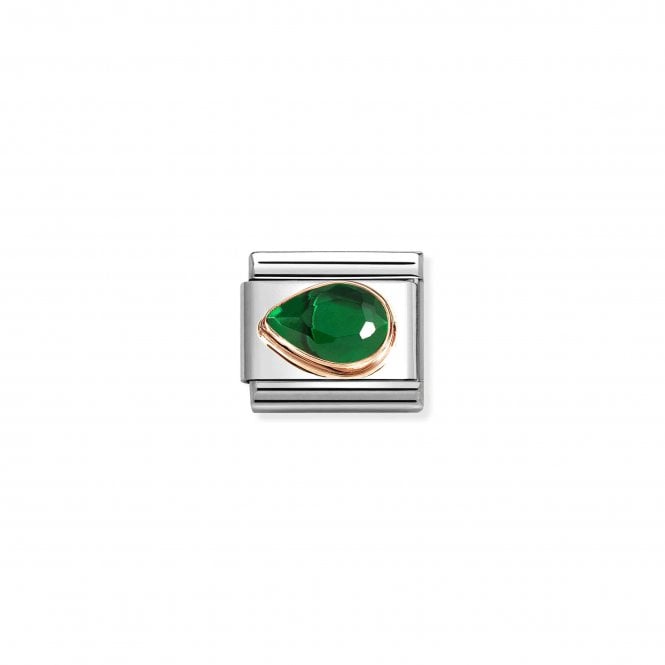 NOMINATION ITALY Classic Rose Gold Green CZ Left Drop Stone Charm