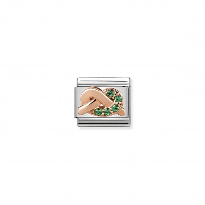 NOMINATION ITALY Classic Rose Gold & Green CZ Luck Knot Charm
