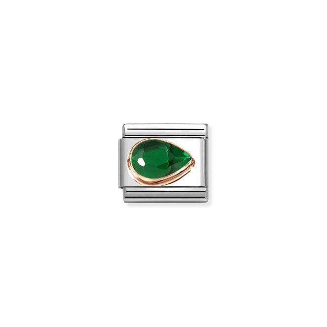 NOMINATION ITALY Classic Rose Gold Green CZ Right Drop Stone Charm