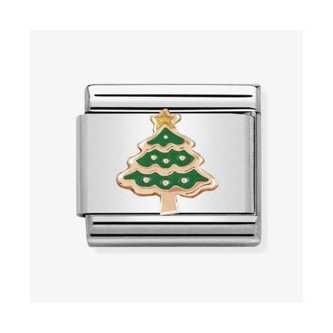 NOMINATION ITALY Classic Rose Gold Green Enamel Christmas Tree Charm