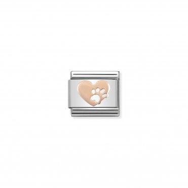 Classic Rose Gold Heart with Paw Charm