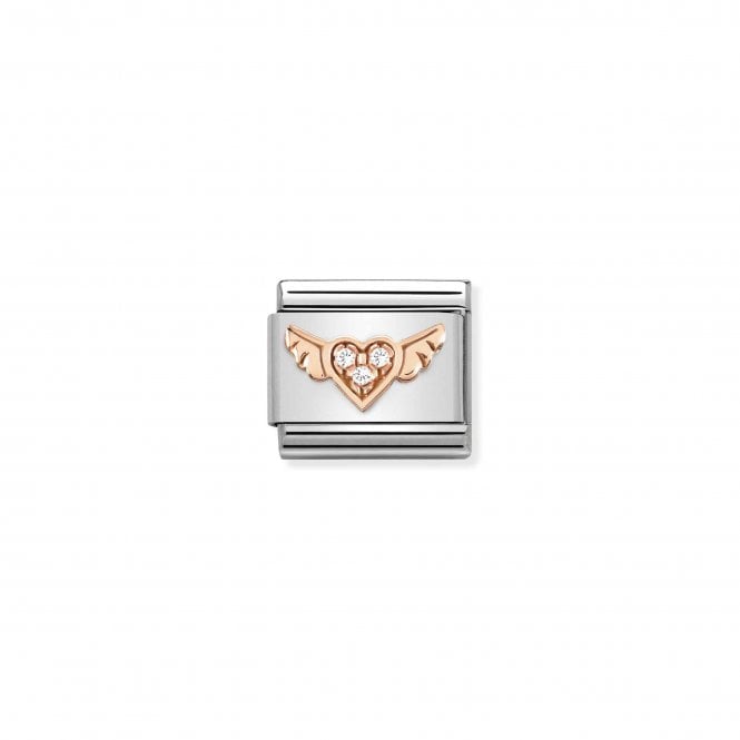 NOMINATION ITALY Classic Rose Gold Heart with Wings CZ Charm