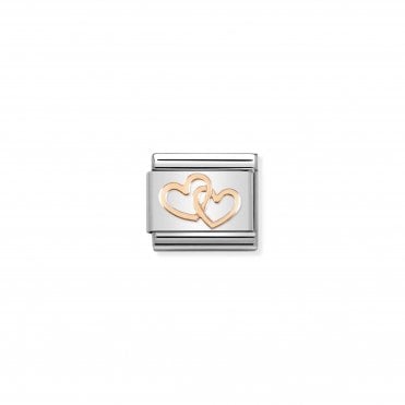 Classic Rose Gold Hearts Intertwined Charm