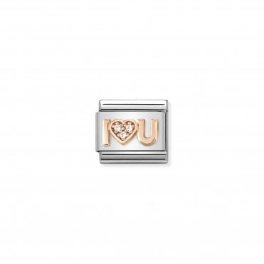Classic Rose Gold "I Love You" Heart with CZ Charm