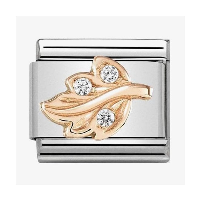 NOMINATION ITALY Classic Rose Gold Leaf with CZ Charm