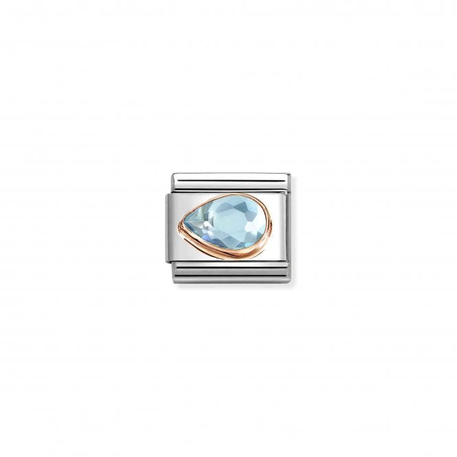 NOMINATION ITALY Classic Rose Gold Light Blue CZ Left Drop Stone Charm