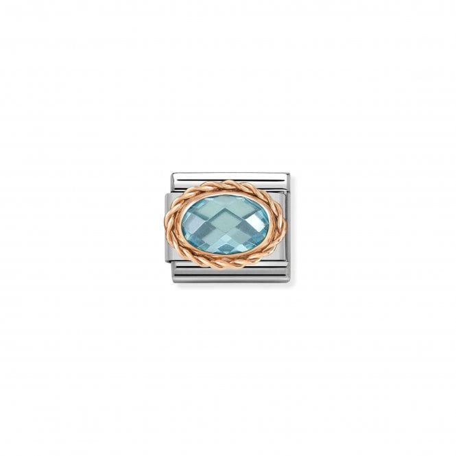NOMINATION ITALY Classic Rose Gold Light Blue Faceted CZ Charm