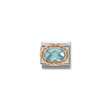 Classic Rose Gold Light Blue Faceted CZ Charm
