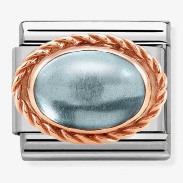 Classic Rose Gold Light Blue Topaz Charm
