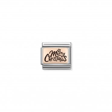 Classic Rose Gold Merry Christmas Charm