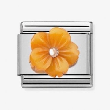 Classic Rose Gold Mother of Pearl Orange Flower Charm