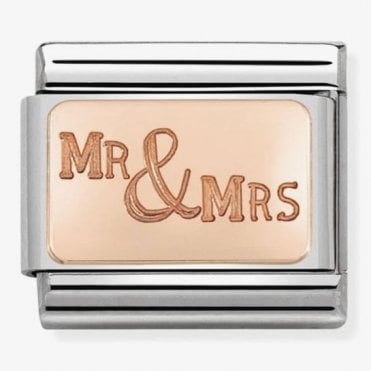 Classic Rose Gold Mr & Mrs Charm
