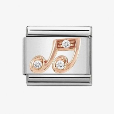 Classic Rose Gold Musical Note with CZ Charm