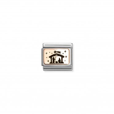 Classic Rose Gold Nativity Plate Charm