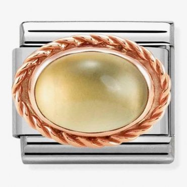 Classic Rose Gold Oval with Citrine Charm