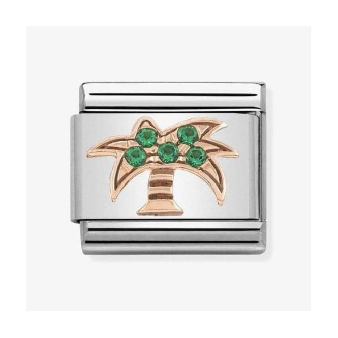 NOMINATION ITALY Classic Rose Gold Palm Tree with Green CZ Charm