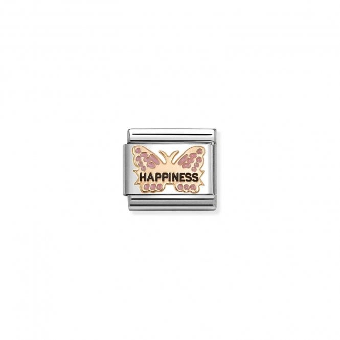 NOMINATION ITALY Classic Rose Gold Pink Butterfly HAPPINESS Charm