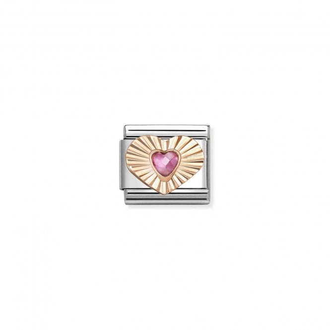NOMINATION ITALY Classic Rose Gold Pink CZ Etched Heart