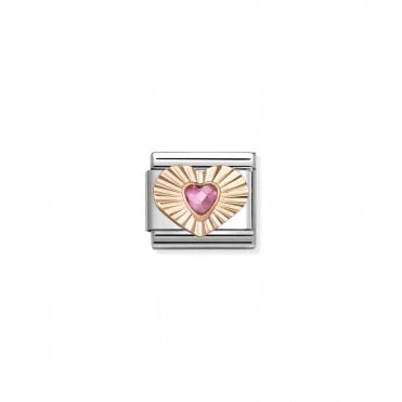 Classic Rose Gold Pink CZ Etched Heart