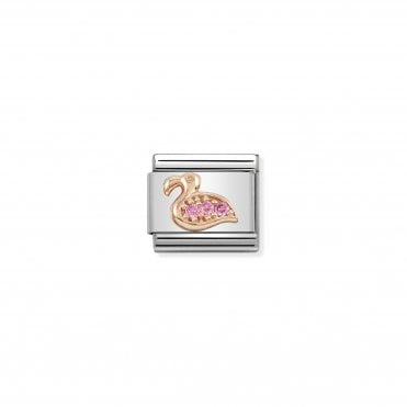 Classic Rose Gold & Pink CZ Flamingo Charm