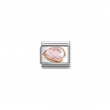 Classic Rose Gold Pink CZ Left Drop Stone Charm