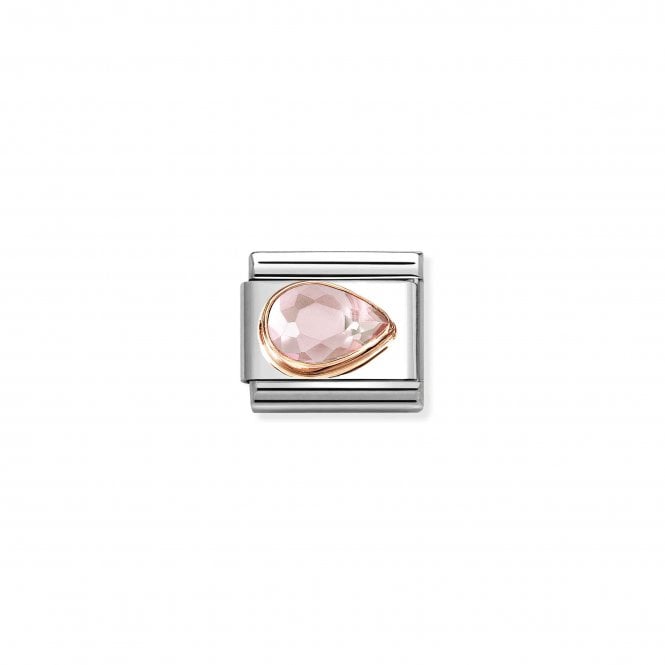 NOMINATION ITALY Classic Rose Gold Pink CZ Right Drop Stone Charm