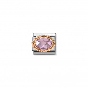 Classic Rose Gold Pink Faceted CZ Charm