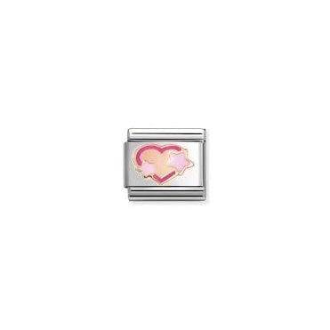 Classic Rose Gold Pink Heart with Stars Charm