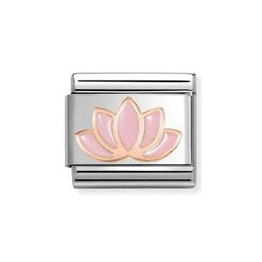 Classic Rose Gold Pink Lotus Flower Charm