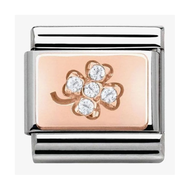 NOMINATION ITALY Classic Rose Gold Plate Clover with CZ Charm