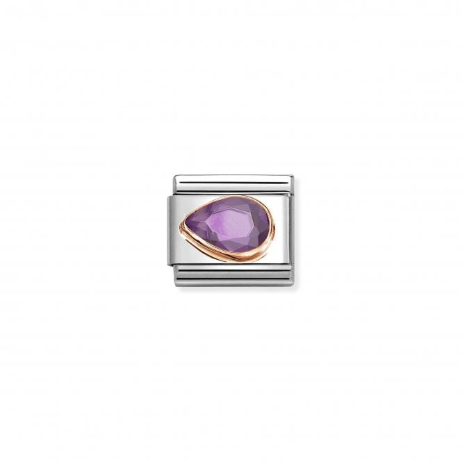 NOMINATION ITALY Classic Rose Gold Purple CZ Left Drop Stone Charm