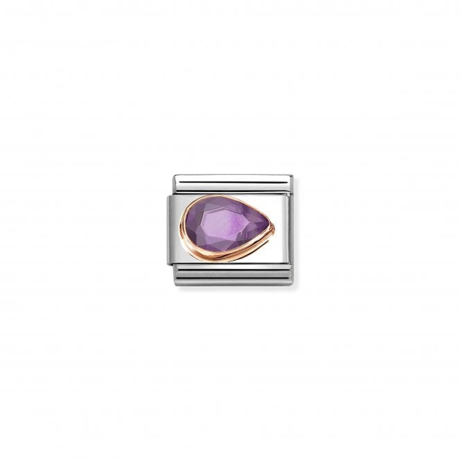 NOMINATION ITALY Classic Rose Gold Purple CZ Right Drop Stone Charm