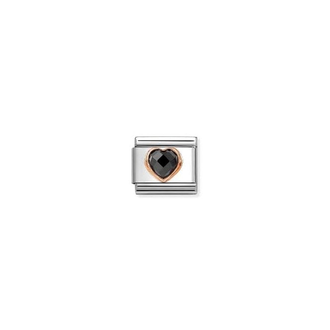 NOMINATION ITALY Classic Rose Gold PVD Black CZ Heart Charm