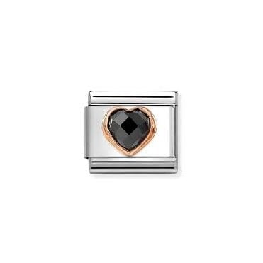 Classic Rose Gold PVD Black CZ Heart Charm