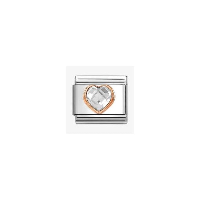 NOMINATION ITALY Classic Rose Gold PVD Clear CZ Heart Charm