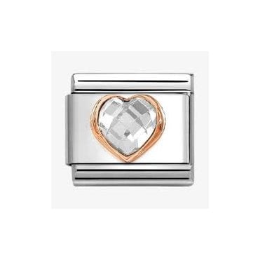 Classic Rose Gold PVD Clear CZ Heart Charm