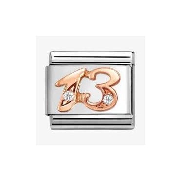 Classic Rose Gold PVD CZ 13 Charm