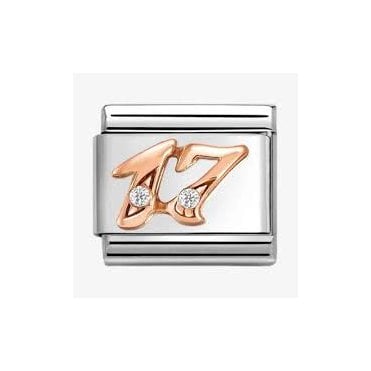Classic Rose Gold PVD CZ 17 Charm