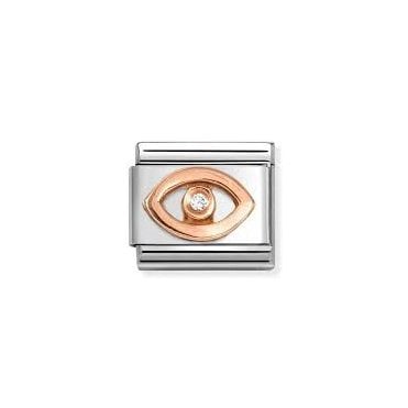 Classic Rose Gold PVD CZ Evil Eye Charm