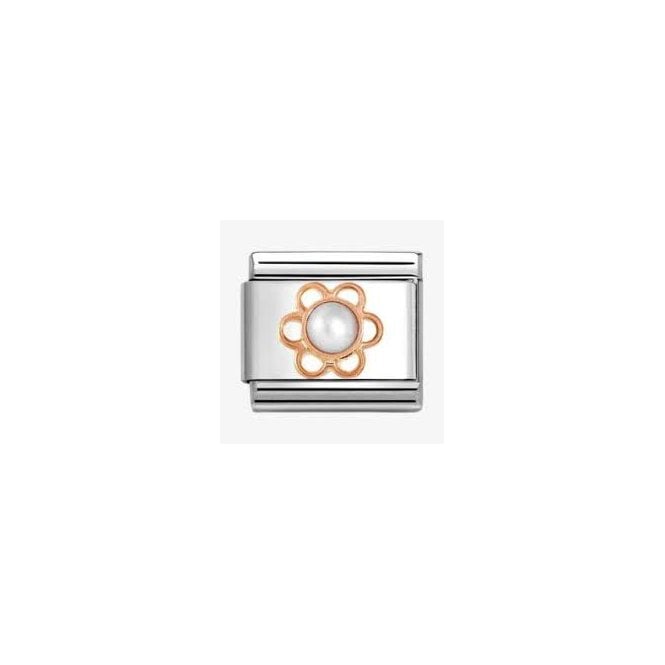 NOMINATION ITALY Classic Rose Gold PVD Flower with Freshwater Pearl Charm