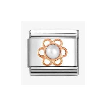 Classic Rose Gold PVD Flower with Freshwater Pearl Charm