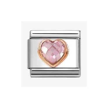 Classic Rose Gold PVD Pink CZ Heart Charm